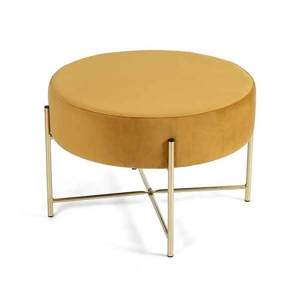 Taburet SOFT Deco, hořčicově žlutý samet