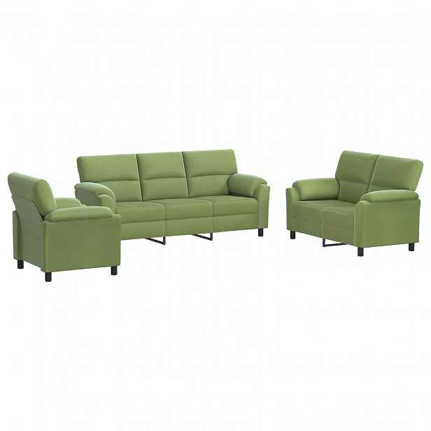 vidaXL Set pohovek 3 pcs Světlá zelená Samet