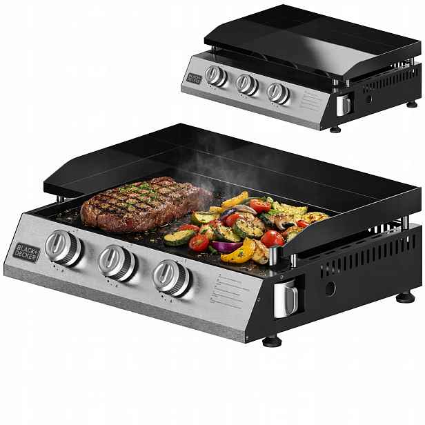 Zahradní Plynový Gril 3 Palníky Deska 58x36 cm 2.45 kW Porcelánová povrchová úprava