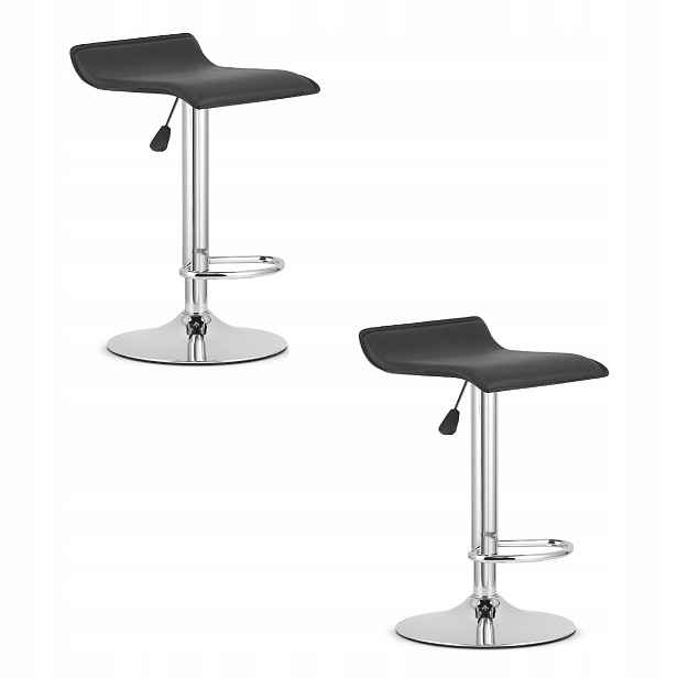 2X Sada Barová Židle Kuchyňská Barová Židle 84 CM Černá Do Kuchyně Otočná