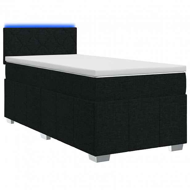 vidaXL Postel boxspring s matrací s čelo Černá 100 x 200 cm Textil