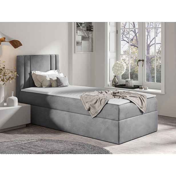 Americká jednolůžková postel 100x200 VITORIA MINI - šedá, pravé provedení + topper ZDARMA