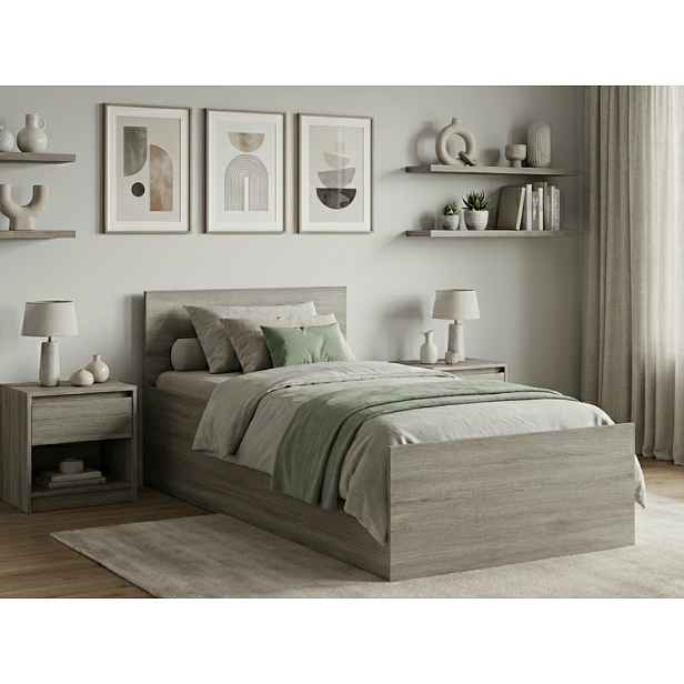 Postel SOFIA 90 x 200 cm, dub lanýž Rošt: S lamelovým roštem, Matrace: Matrace Deluxe 10 cm