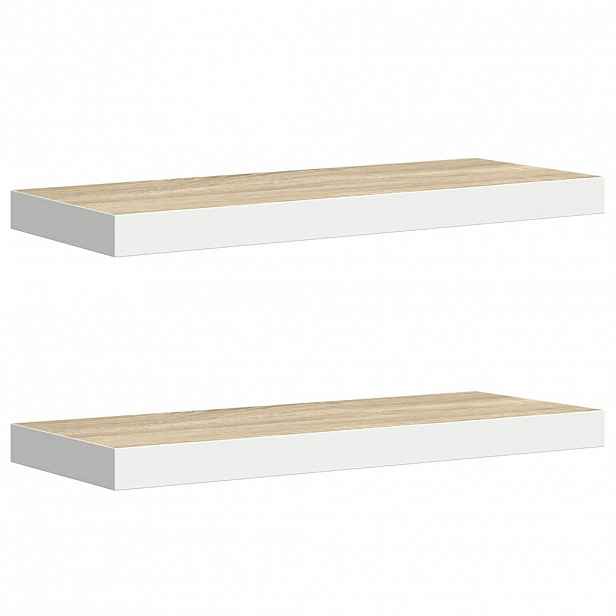 vidaXL Plovoucí nástěnné police 2 ks dub a bílé 60 x 23,5 x 3,8 cm MDF