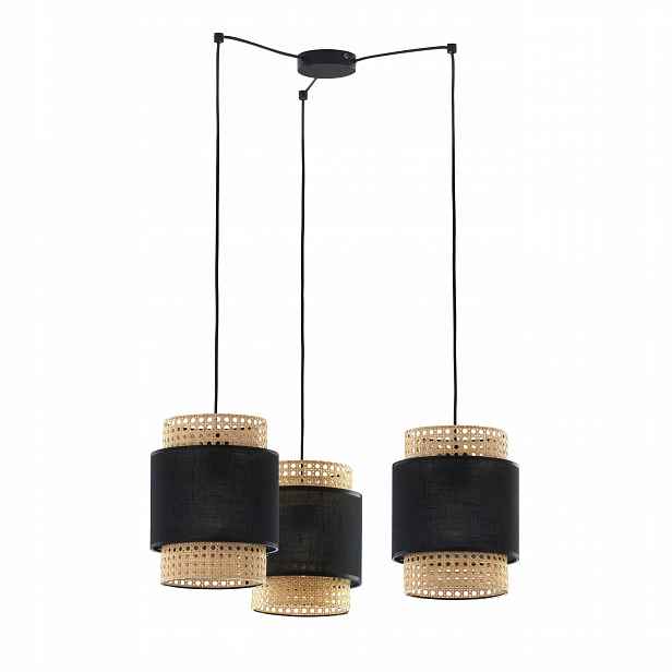 Závěsná lampa Boho černá béžová 3xE27 Boho Přírodní Stropní Osvětlení