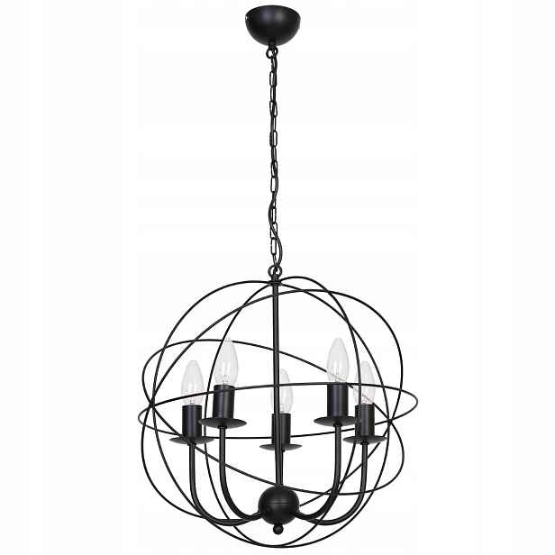 Závěsná svícnová lampa černá na drátěném řetězu 5 bodů 40 cm Luminex