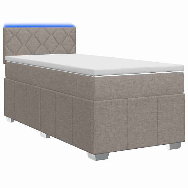 vidaXL Postel boxspring s matrací s čelo Taupe 100 x 200 cm Textil