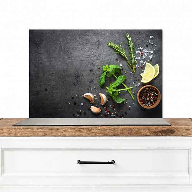 MuchoWow KUCHYŇSKÁ ZÁSTĚNA Limetka - Bylinky - Koření - Zelená - Šedá - Beton 60x40 cm