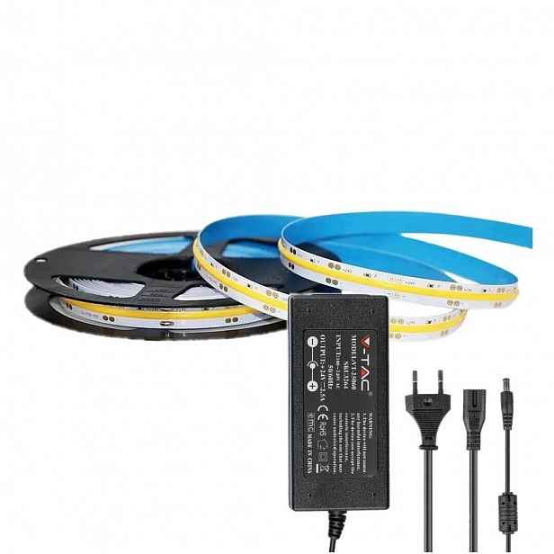 V-tac Sada Led pásků 512LED/m Cob 24V 12W/m napájecí zdroj 24V 60W