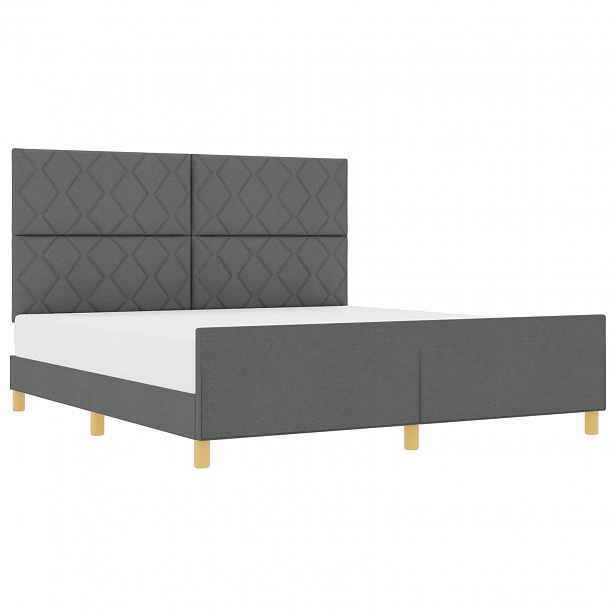 vidaXL Rám postele s čelo Tmavě šedá 180 x 200 cm textil