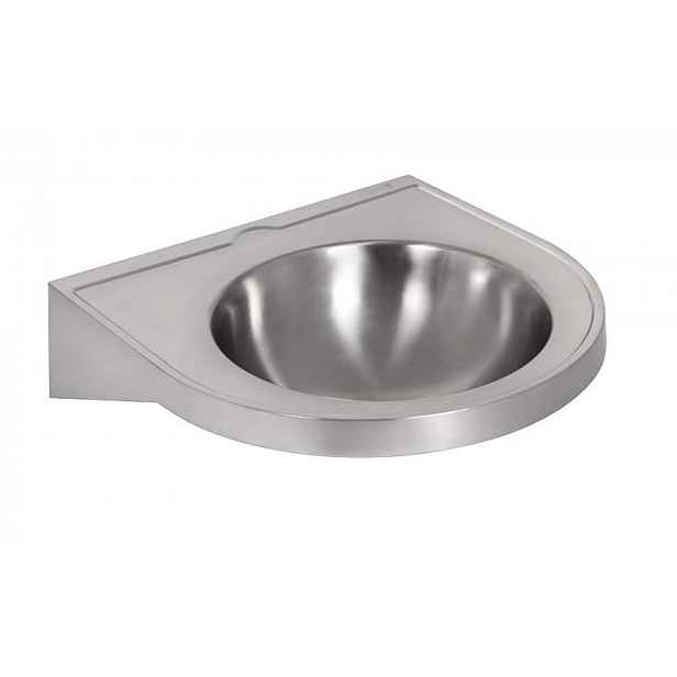 Sanela - Umyvadlo bezbariérové 500x490 mm, bez otvoru pro baterii, matná nerez SLUN 47X