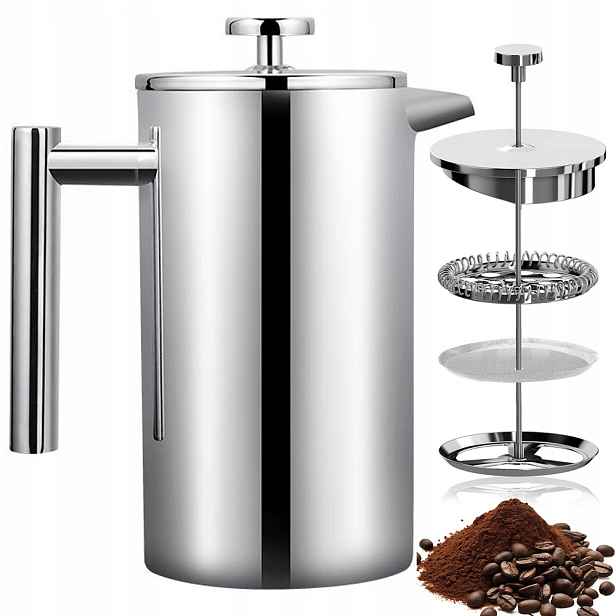 Spařovač Na Čaj Kávu Bylin Kávovar French Press Trojitý Filtr 800 ML