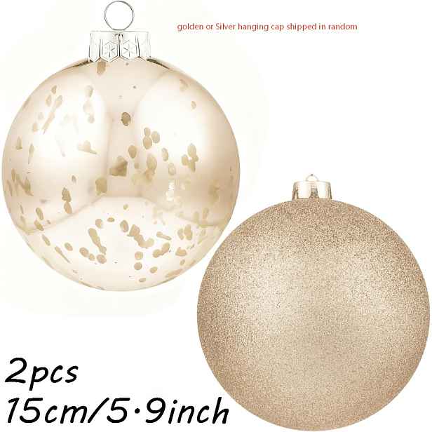 TEMU 2 ks, 15 cm/5,9 palců šampaňské vánoční závěsné ozdoby, průhledné ozdoby na vánoční stromeček, stříbrné třpytivé koule, pro Vánoce, svatbu,