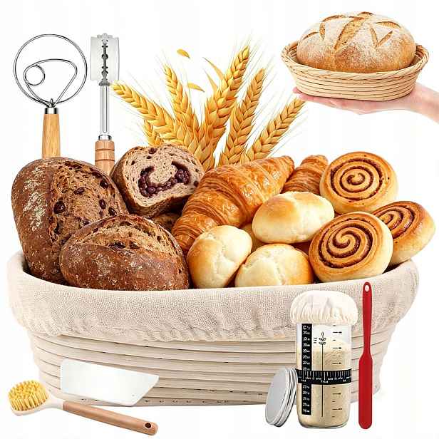 Košík Na Kynutí Chleba Kulatý Bílý Ratanový Pro Domácí Garování