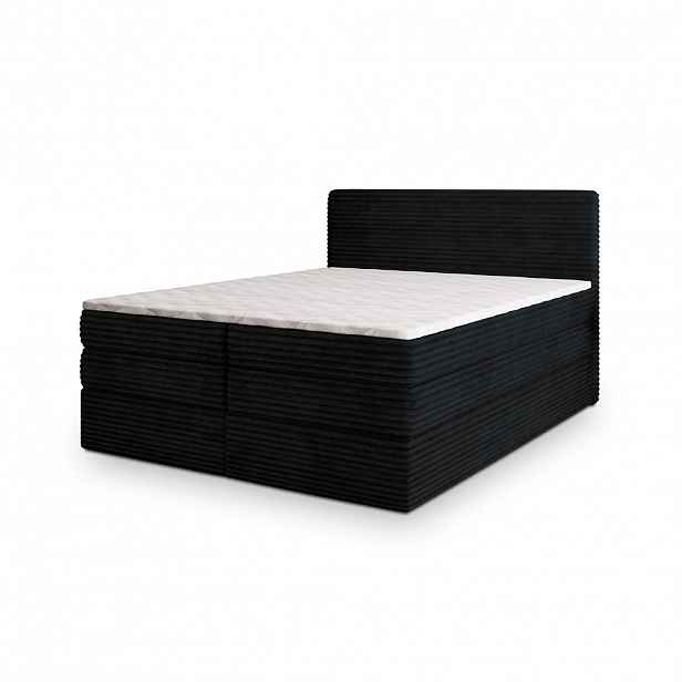 MASSENO POSTEL BOXSPRING LUNERA 180x200 cm, s matrací a úložným prostorem, černá