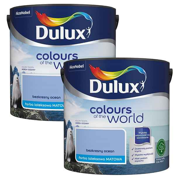 Set Dulux Barvy Světa 2x2,5 Barva Latexová Emulze Nekonečný Oceán 5L