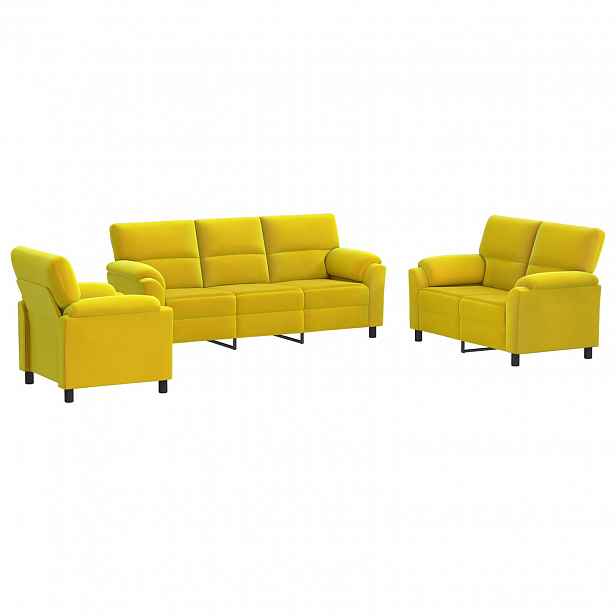 vidaXL Set pohovek 3 pcs Žlutá Samet