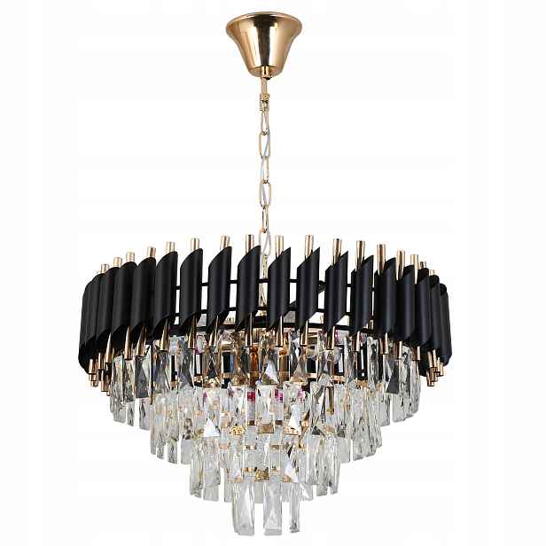Závěsná lampa Glamour Černá Zlatá s Krystaly – Elegance a Luxus