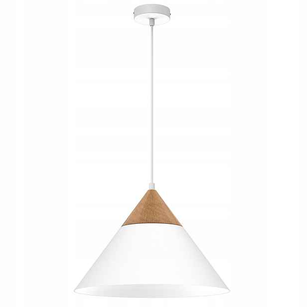 Závěsná lampa kuželová dřevěná hnědá bílá nad ostrovní stůl 40 cm Luminex
