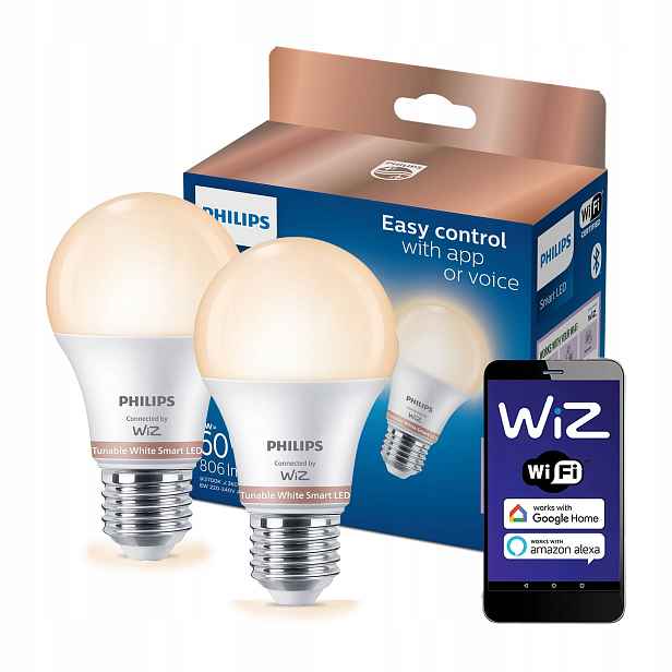 2x Led žárovka E27 A60 8W 60W 806lm 2700-6500K Smart WiFi Philips WiZ