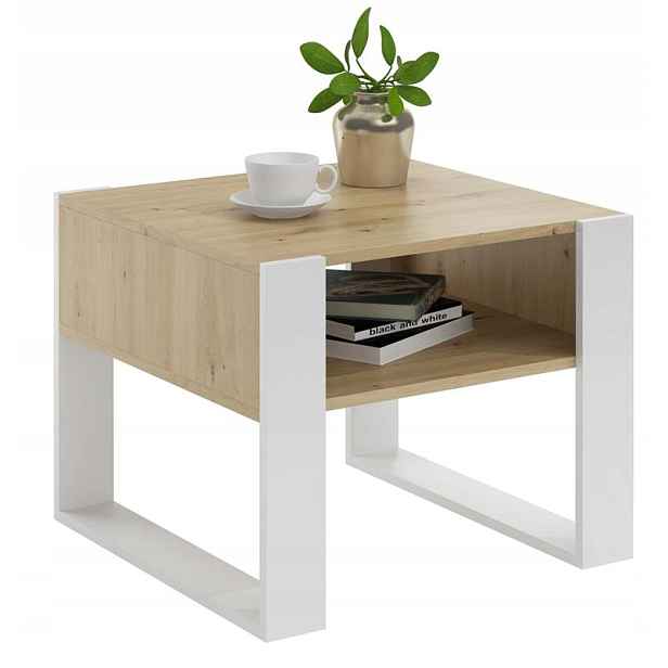 Lavička konferenční stolek Kaja Čtverec 60 cm artisan-bílá Per