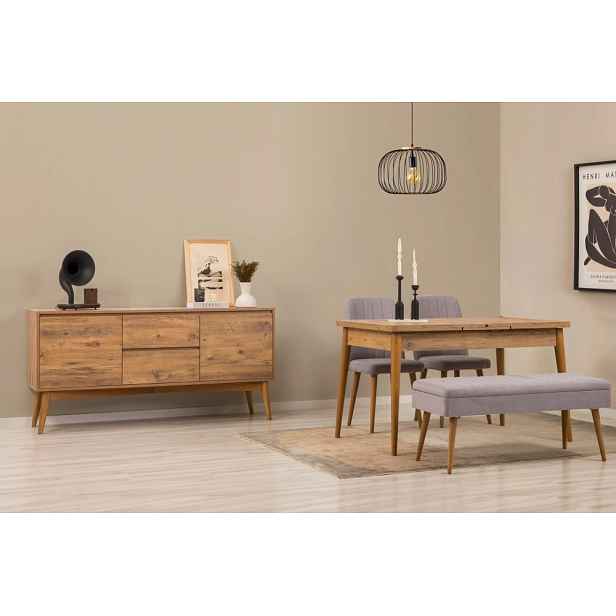 Set s rozkládacím stolem, židlemi a konzolou (5 kusů) Vina 02 0701 - Atlantic Pine, Grey