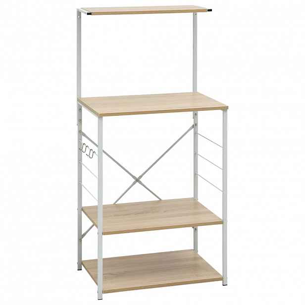 vidaXL Skříňka na mikrovlnku bílá a dub 60 x 39,6 x 123 cm kompozit