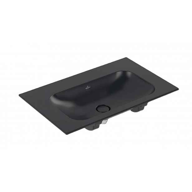 Villeroy & Boch Finion - Umyvadlo nábytkové 80x50 cm, bez přepadu, bez otvoru pro baterii, CeramicPlus, Pure Black 416483R7
