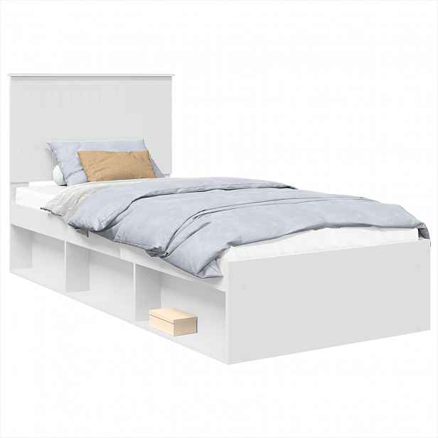 vidaXL Rám postele s čelo Bílá 90 x 190 cm Masivní borové dřevo