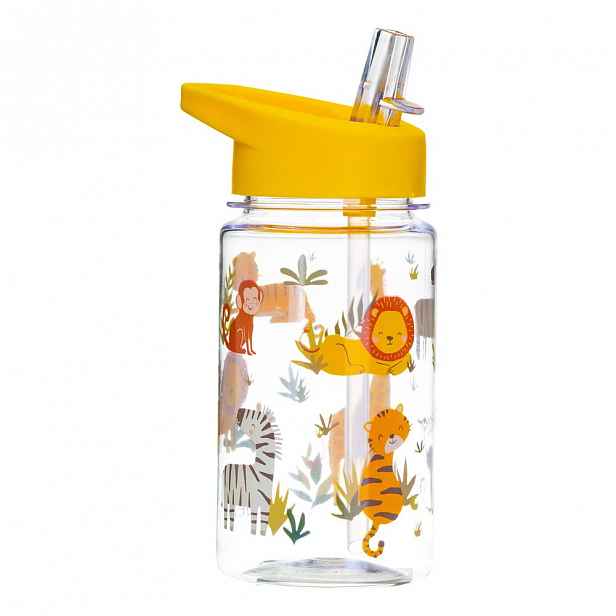 Dětská láhev na vodu s brčkem Sass & Belle Drink Up Safari, 400 ml