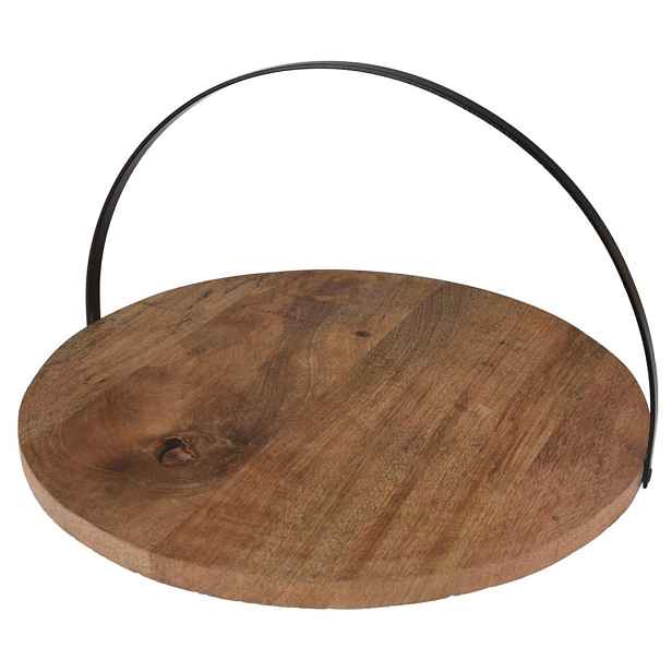 H&S Decoration Kulatý podnos z mangového dřeva TRAYCO 38 cm hnědý