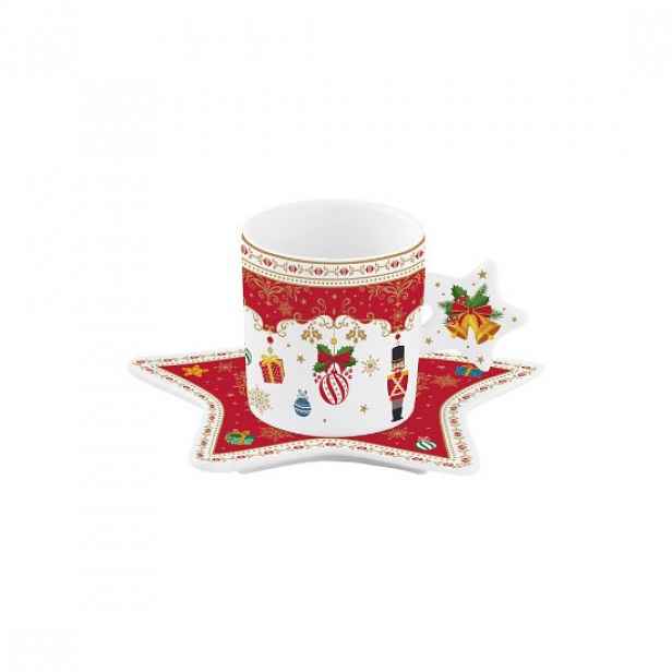 Sada šálku a podšálku na kávu, 175 ml, porcelán, "CHRISTMAS ORNAMENTS"