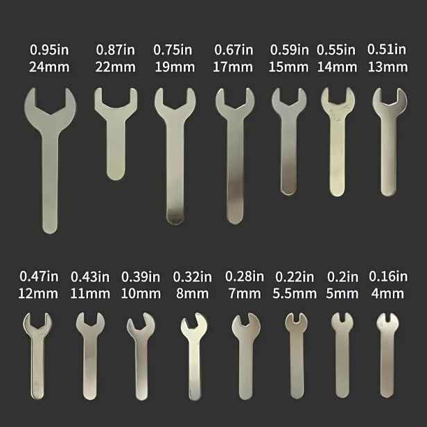 TEMU 15dílná sada ultratenkých klíčů | Pozinkovaný kov, antikorozní, 4 mm - 24 mm - Ideální pro domácí renovace a každodenní údržbu