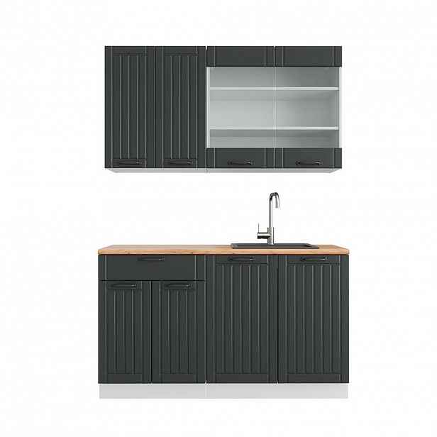Vicco JEDNOTKOVÁ KUCHYNĚ Fame-Line Antracitový venkovský dům/bílá 140 cm , PD Dub