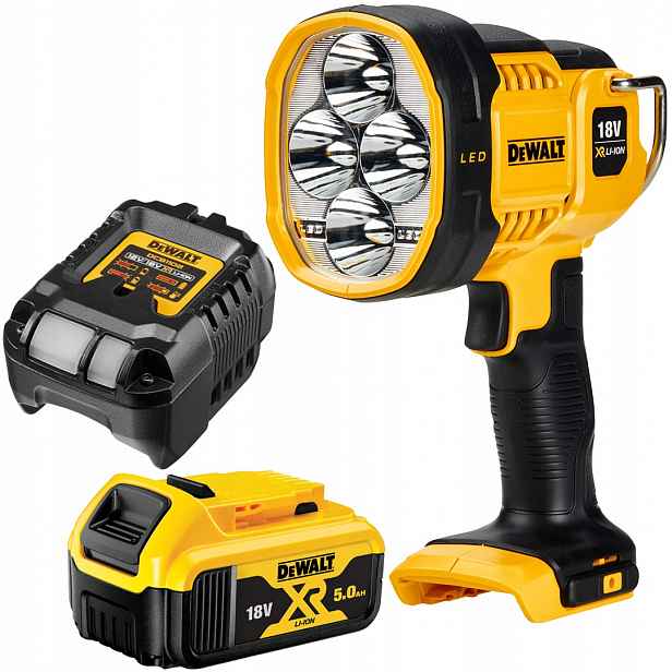 Akumulátorová Led svítilna 18V 500/1500lm DeWALT DCL043 1x5Ah nabíječka