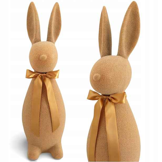 Velký Velikonoční Králík 47 cm Hnědý Semišový Vánoční Dekorace Figurka