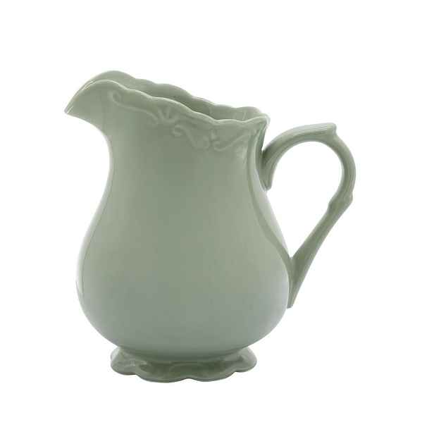 Zelený porcelánový džbán s krajkou Provence lace verte - 18cm / 1100 ml Chic Antique