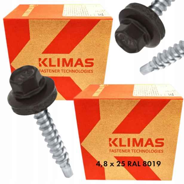 2x Samovrtné vruty farmářů dřevo 4,8x25 podložka Epdm Ral 8019 250 Ks