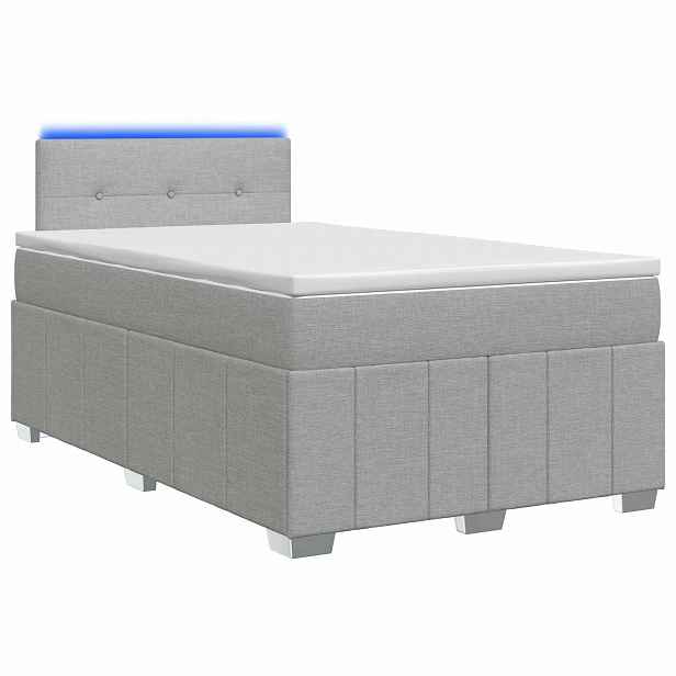vidaXL Postel boxspring s matrací Světle šedá 120 x 190 cm Textil