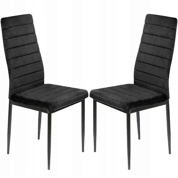 2 x Černé Křeslo Velur Velvet Čalouněné Obývací Pokoj Jídelna Vito
