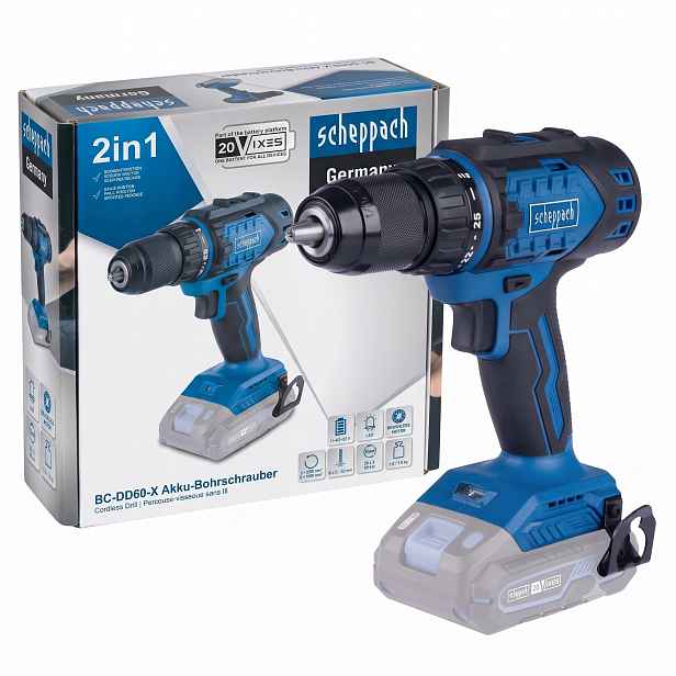 Bezuhlíkový aku vrtačka BC-DD60-X 20V Ixes Scheppach