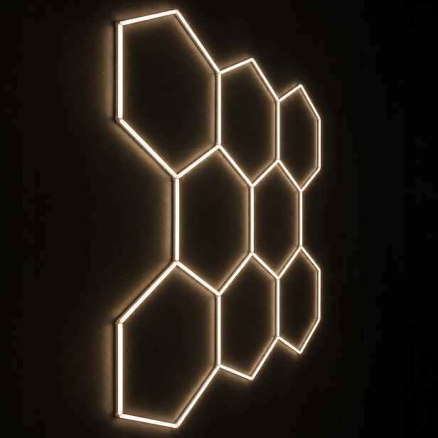Černý Led hexagon 4000K 245W 229x237 cm pro dílnu a detailing