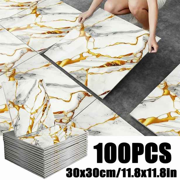 TEMU 50ks/100ks Balení Samolepicí Voděodolné PVC Tapety - Moderní Luxusní Lesklé, Vhodné do Koupelny, Vlhkostvzdorné Odnímatelné Krytí Stěn, Snadná