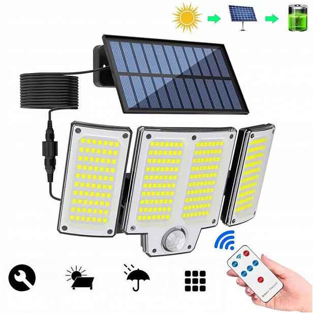Solární Lampa Led Fasádní reflektorový reflektor Sloupek senzor pohybu