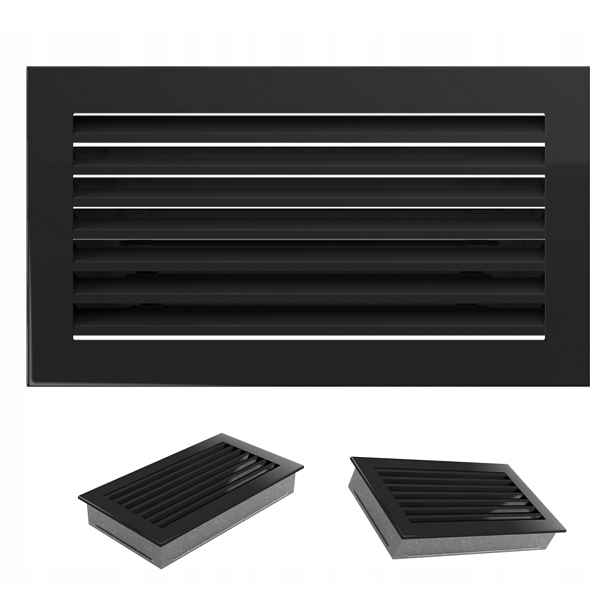 Ventilační Mřížka Krbová Kratki 17x30 Černá s ozdobnou žaluzií