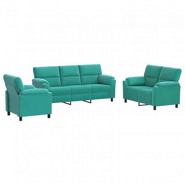 vidaXL Set pohovek 3 pcs Tyrkysová Samet