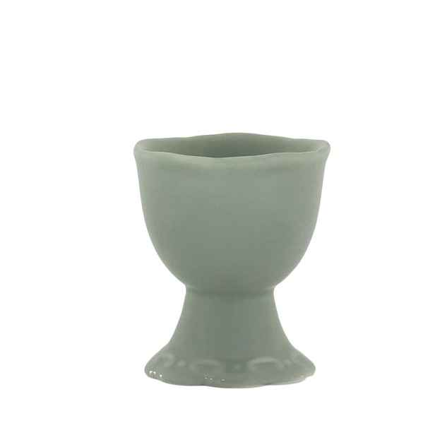 Zelený porcelánový kalíšek na vajíčko s krajkou Provence lace verte - 5*6 cm Chic Antique