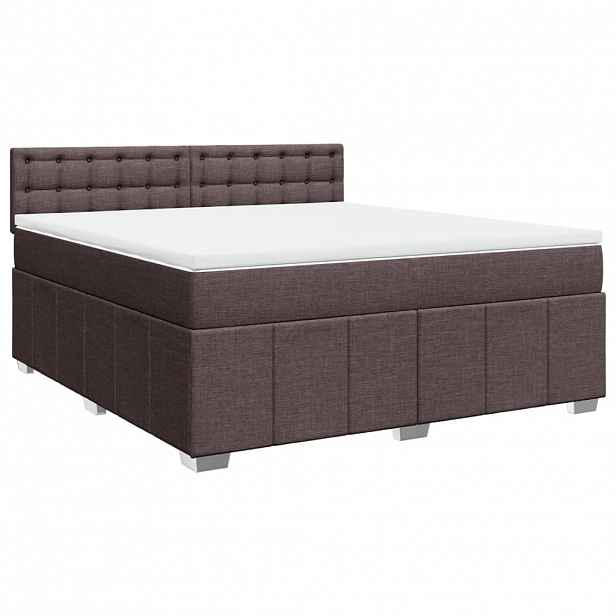 vidaXL Box spring postel s matrací tmavě hnědá 180x200 cm textil