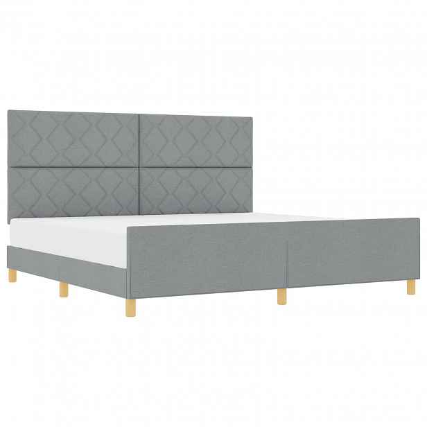 vidaXL Rám postele s čelo Světle šedá 200 x 200 cm textil
