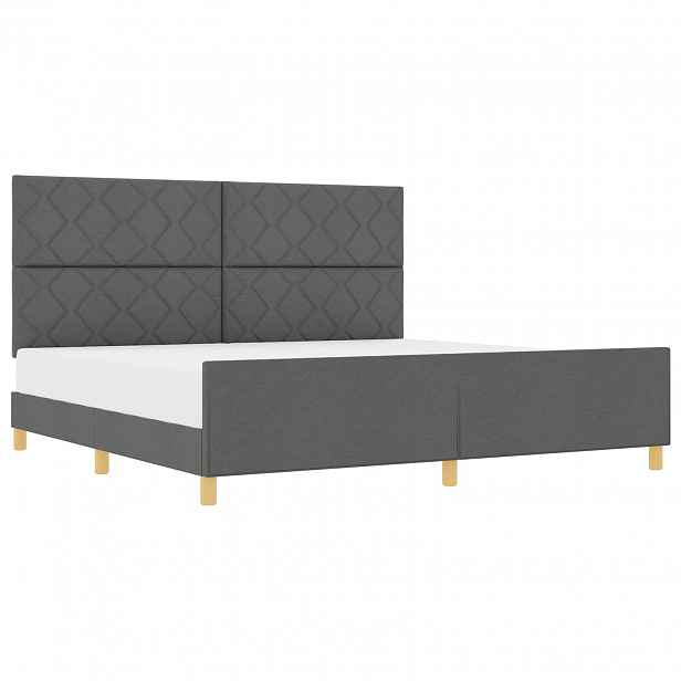 vidaXL Rám postele s čelo Tmavě šedá 200 x 200 cm textil